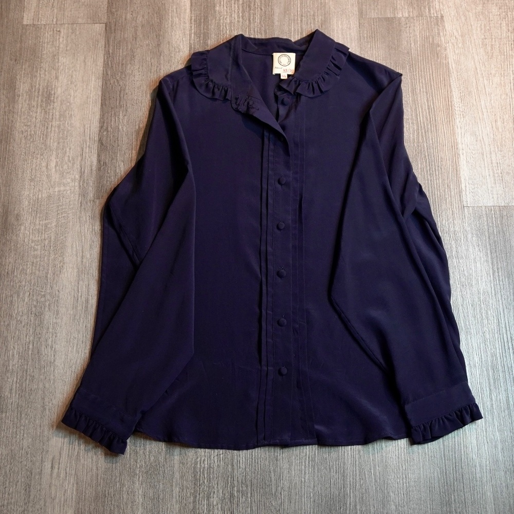 Ines De La Fressange Navy Long Sleeve Blouse